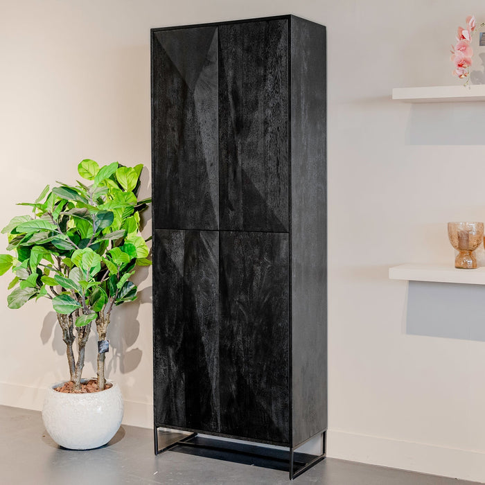 Aufbewahrungsschrank Onyx | Schwarzes Mangoholz | 4 Türen