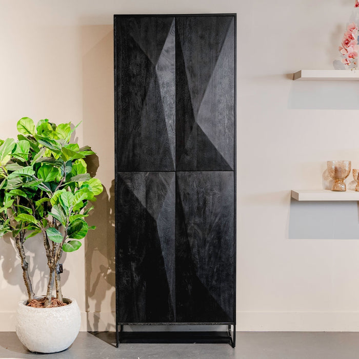Aufbewahrungsschrank Onyx | Schwarzes Mangoholz | 4 Türen