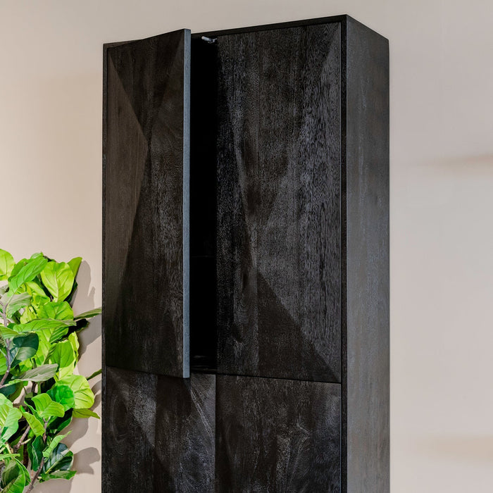 Aufbewahrungsschrank Onyx | Schwarzes Mangoholz | 4 Türen