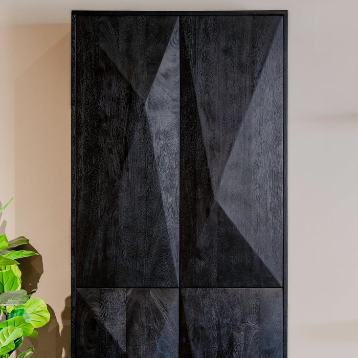 Aufbewahrungsschrank Onyx | Schwarzes Mangoholz | 4 Türen