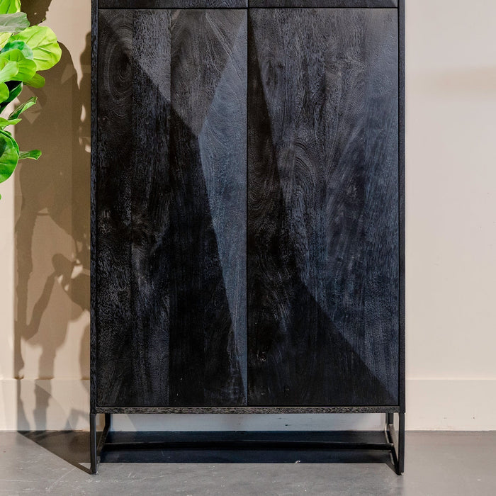 Aufbewahrungsschrank Onyx | Schwarzes Mangoholz | 4 Türen