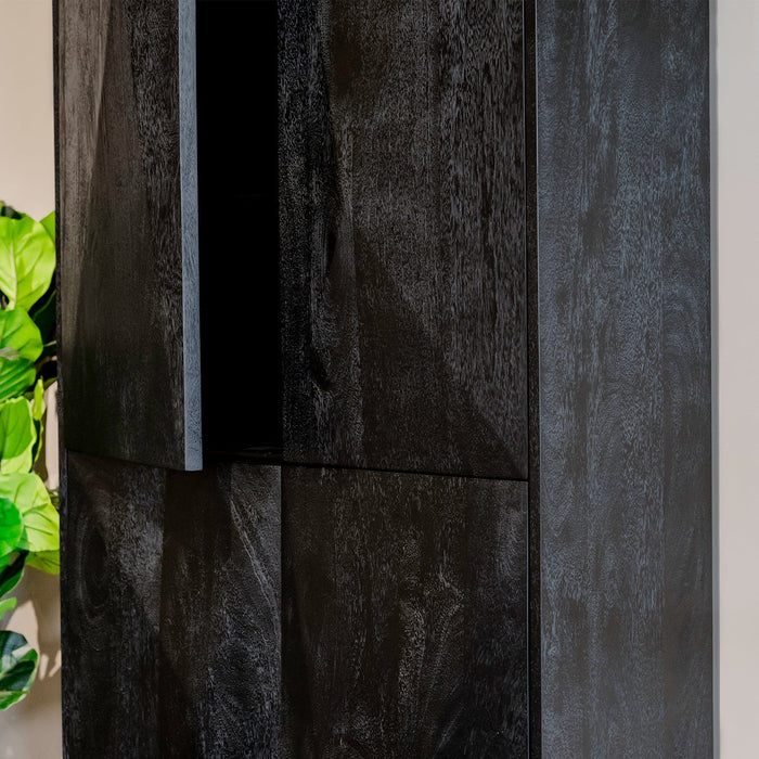 Aufbewahrungsschrank Onyx | Schwarzes Mangoholz | 4 Türen