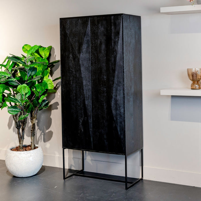 Aufbewahrungsschrank Onyx | Schwarzes Mangoholz | 2 Türen