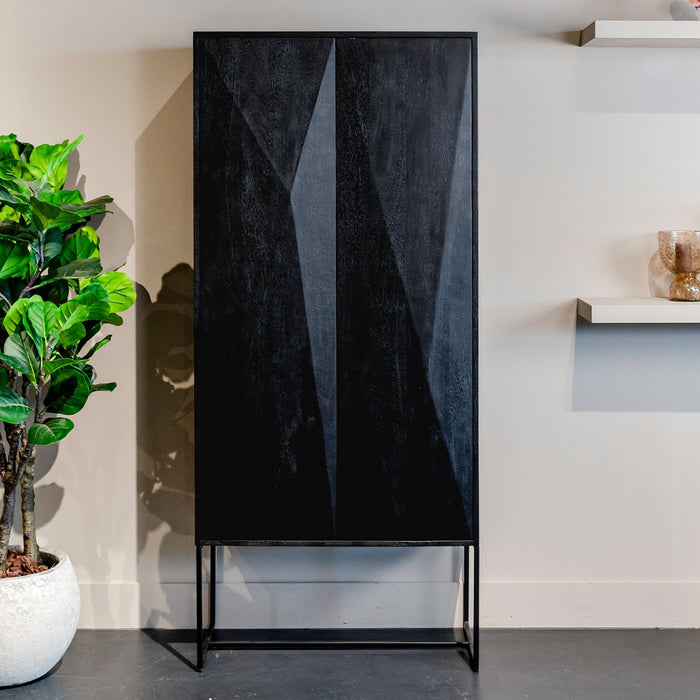 Aufbewahrungsschrank Onyx | Schwarzes Mangoholz | 2 Türen