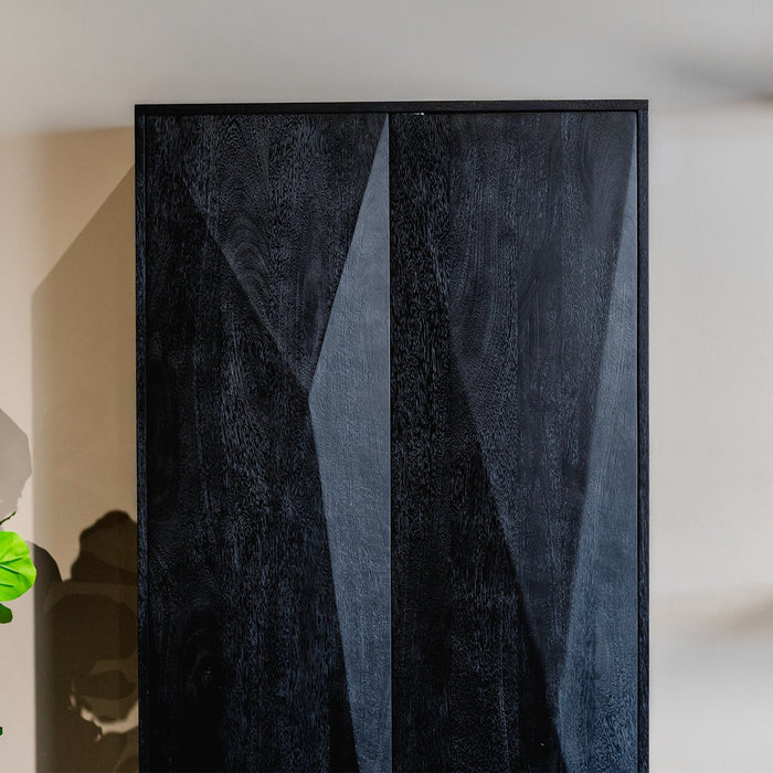 Aufbewahrungsschrank Onyx | Schwarzes Mangoholz | 2 Türen