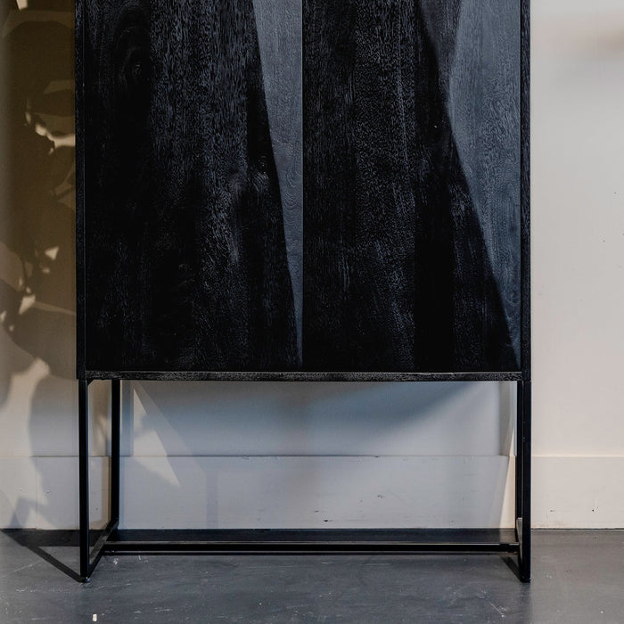 Aufbewahrungsschrank Onyx | Schwarzes Mangoholz | 2 Türen