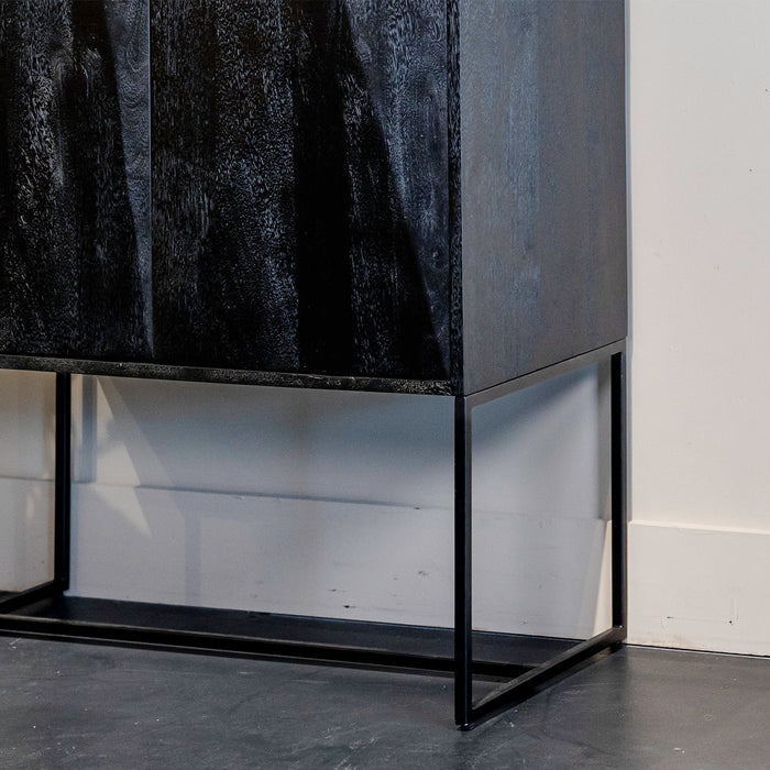 Aufbewahrungsschrank Onyx | Schwarzes Mangoholz | 2 Türen