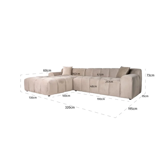 Modulares Ecksofa Cube | Khaki-Samt