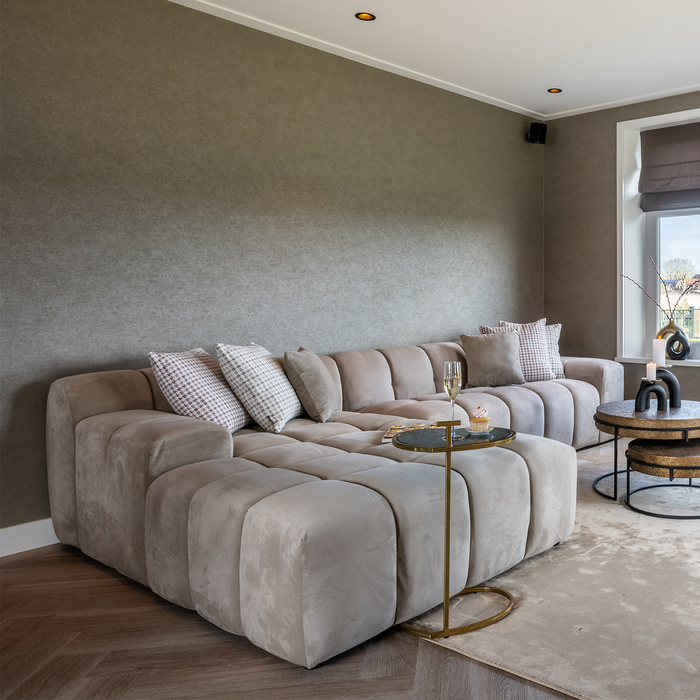 Modulares Ecksofa Cube | Khaki-Samt