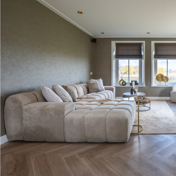 Modulares Ecksofa Cube | Khaki-Samt