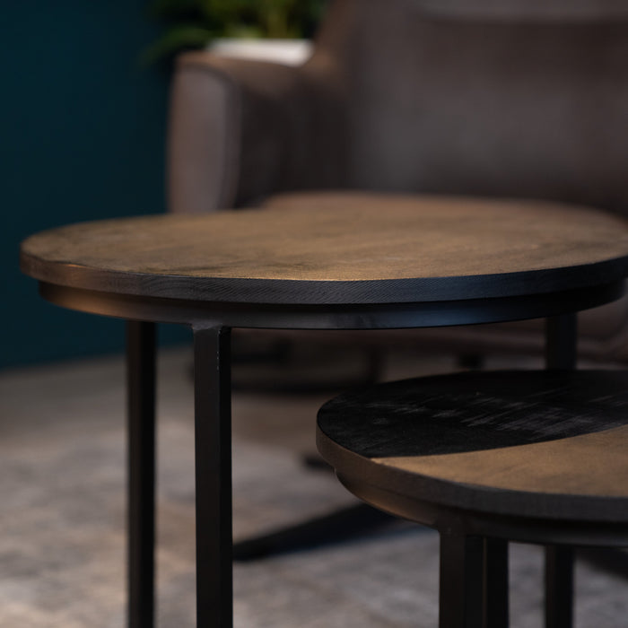 Set Couchtische Duo | Schwarzes Mangoholz