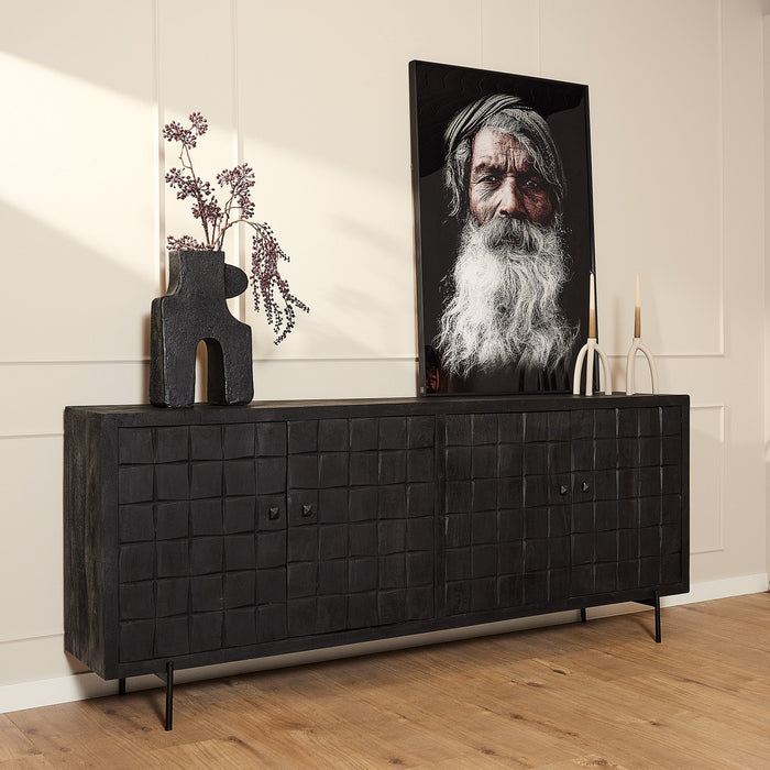 Schrank Brandy Black | 220 cm | Schwarzes Mangoholz