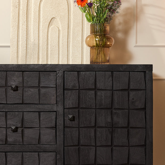 Sideboard Brandy Black | 160 cm | Schwarzes Mangoholz