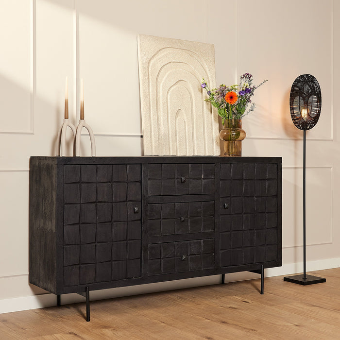 Sideboard Brandy Black | 160 cm | Schwarzes Mangoholz
