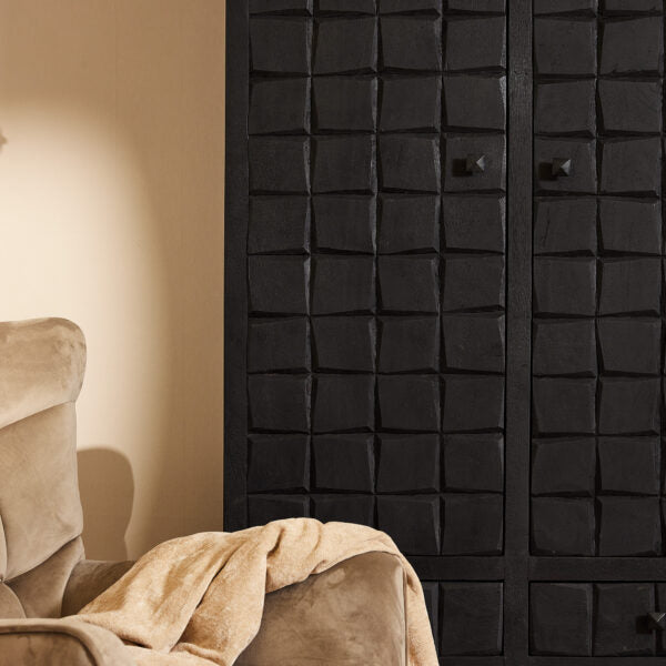 Schrank Brandy Black | 2 Türen, 4 Schubladen