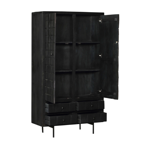 Schrank Brandy Black | 2 Türen, 4 Schubladen