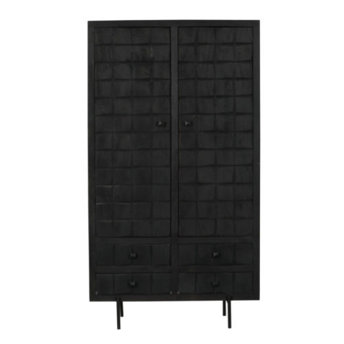 Schrank Brandy Black | 2 Türen, 4 Schubladen