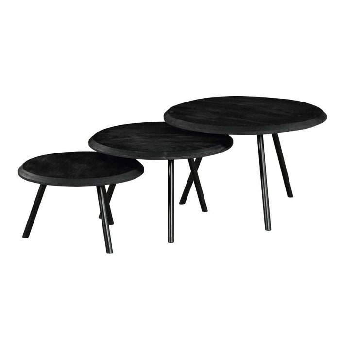Couchtisch Ohio Schwarz | 3er-Set | Schwarzes Mahagoni