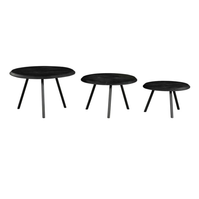 Couchtisch Ohio Schwarz | 3er-Set | Schwarzes Mahagoni
