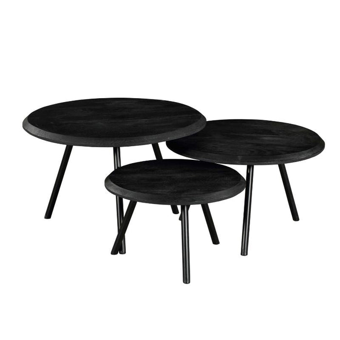 Couchtisch Ohio Schwarz | 3er-Set | Schwarzes Mahagoni