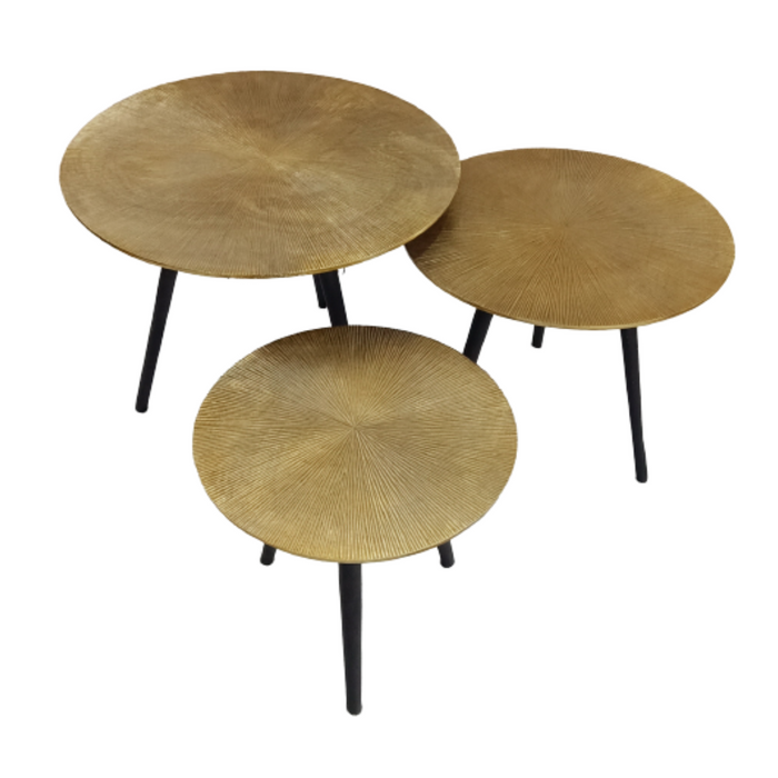 Set Beistelltische Ryas | Goldfarbenes Aluminium