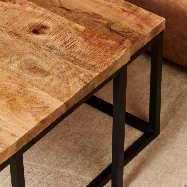 Couchtisch Denver | 3er-Set | Rechteckig | Naturfarbenes Mangoholz