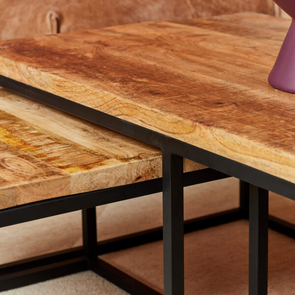 Couchtisch Denver | 3er-Set | Rechteckig | Naturfarbenes Mangoholz