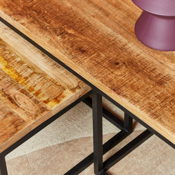 Couchtisch Denver | 3er-Set | Rechteckig | Naturfarbenes Mangoholz
