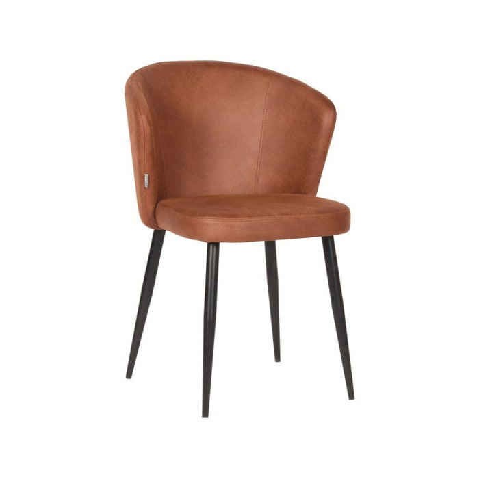 Esszimmerstuhl Wave – Luxuriöses Mikro-Fleece in Cognac für elegante und bequeme Mahlzeiten