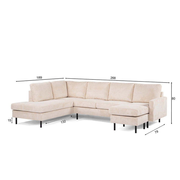 Ausziehbares Ecksofa Lisa | Langer Sessel | Beige Lincoln