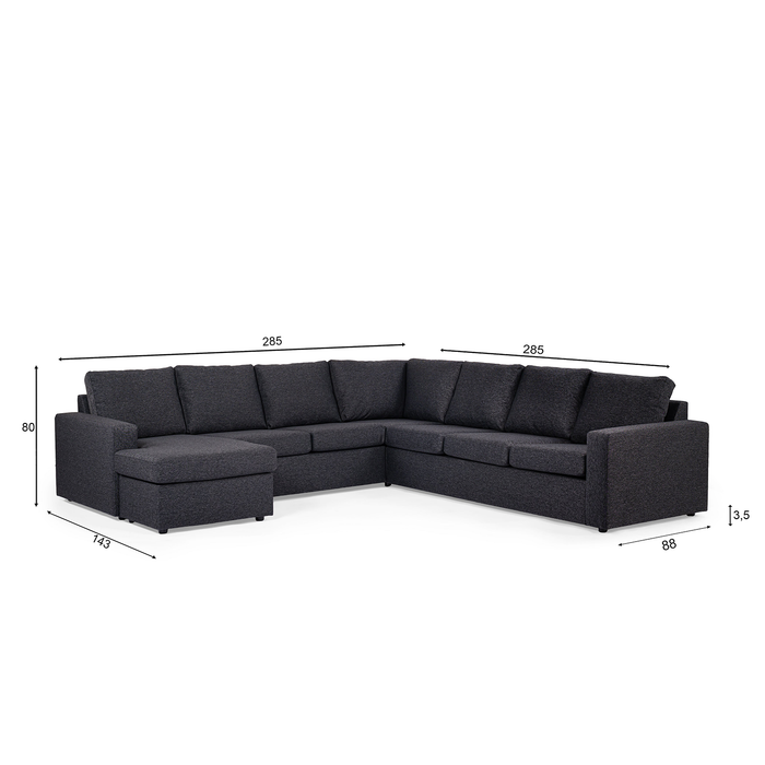 Ecksofa Becca | Anthrazit Dortmund | Langsessel L+P