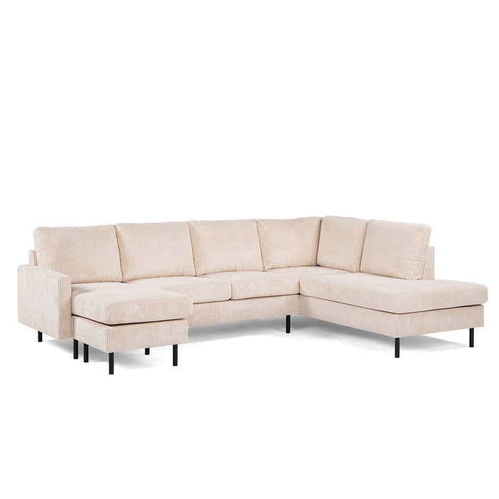 Ausziehbares Ecksofa Lisa | Langer Sessel | Beige Lincoln