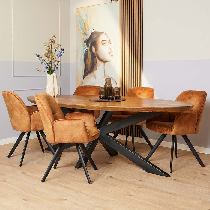 Stilvoller Esszimmerstuhl Nova in luxuriösem Goldvelours