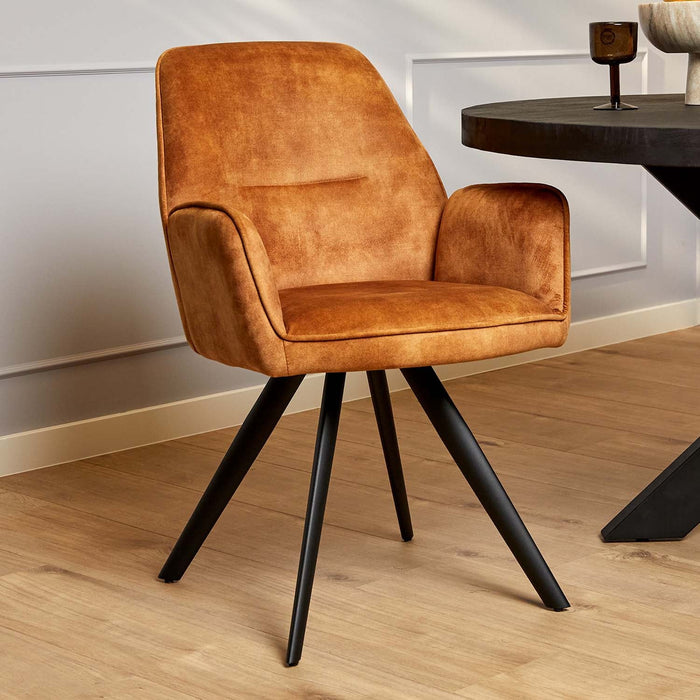 Stilvoller Esszimmerstuhl Nova in luxuriösem Goldvelours