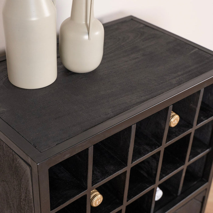 Weinschrank Yara | Schwarzes Mahagoni