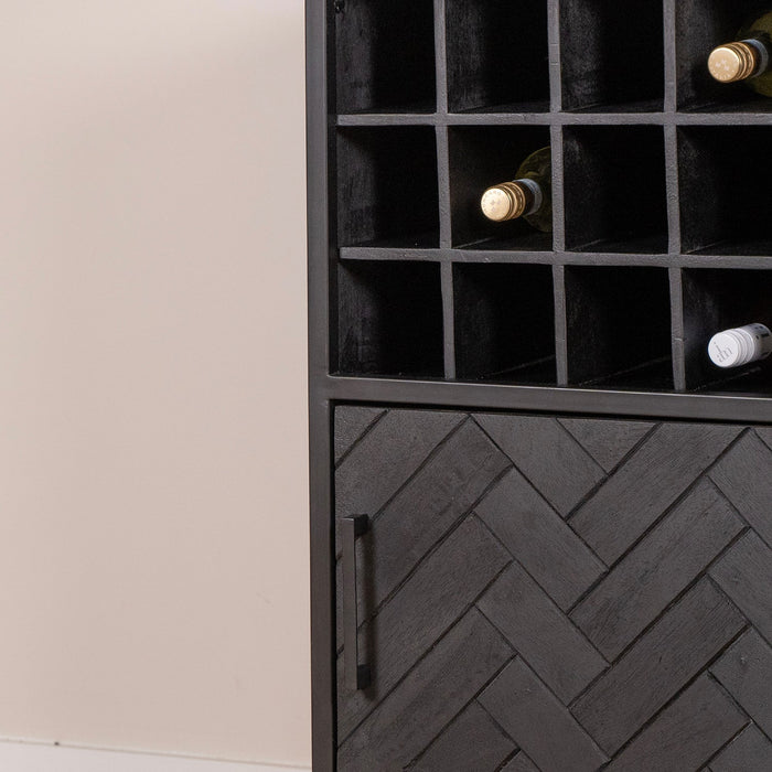Weinschrank Yara | Schwarzes Mahagoni