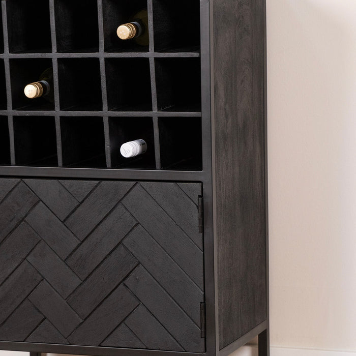 Weinschrank Yara | Schwarzes Mahagoni