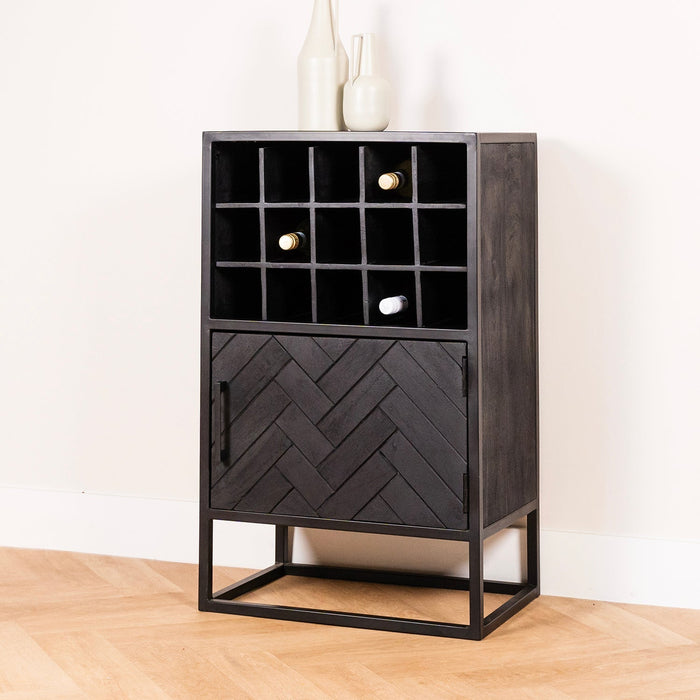 Weinschrank Yara | Schwarzes Mahagoni