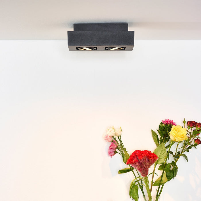 Deckenleuchte Xirax | 2 Stufen | LED dimmbar auf warmweiß | Schwarzes Metall