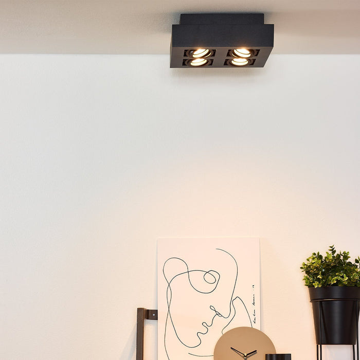 Deckenleuchte Xirax | 4 Lichtpunkte | LED dimmbar auf warm | Schwarzes Metall