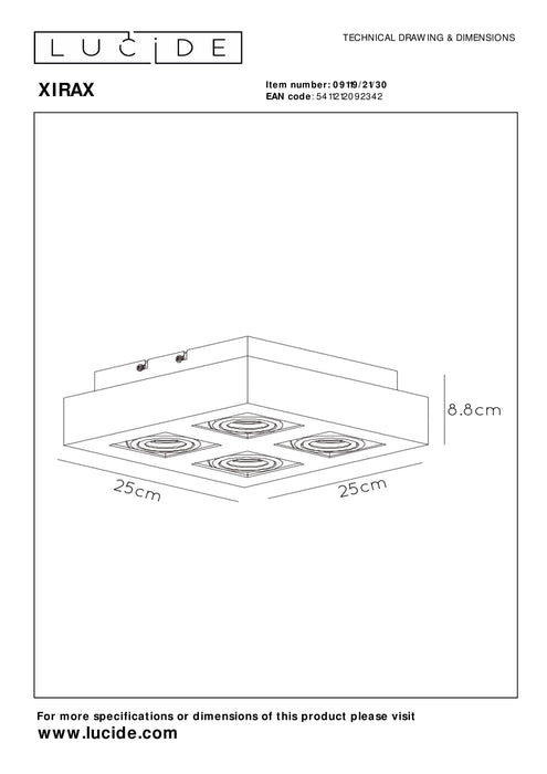 Deckenleuchte Xirax | 4 Lichtpunkte | LED dimmbar auf warm | Schwarzes Metall