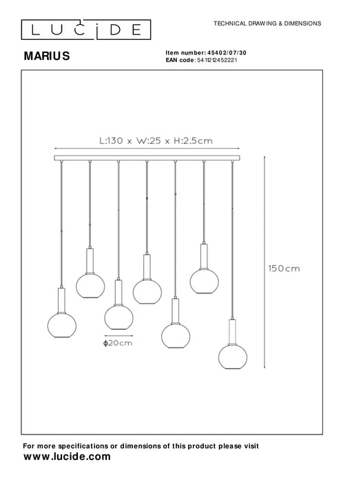 Marius Hängelampe | 7 Lampen | Schwarz