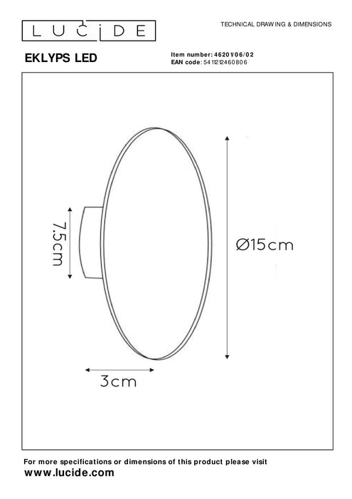 Wandleuchte Eklyps LED | Ø 15 cm | 6 W | Mattgold