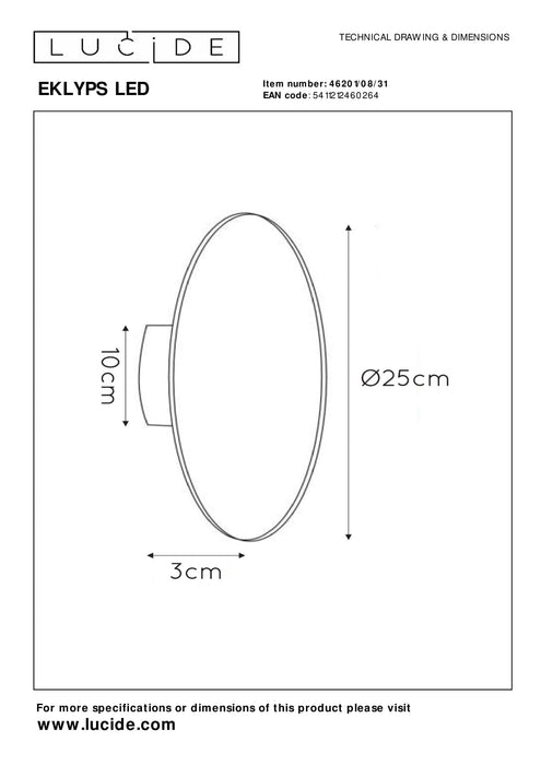 Wandleuchte Eklyps LED | Ø 25 cm | 8 W | Weiß