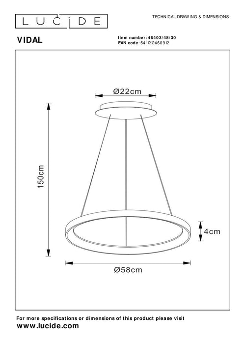 Hängelampe Vidal | 1 Glühbirne | Ø 58 cm | Schwarz